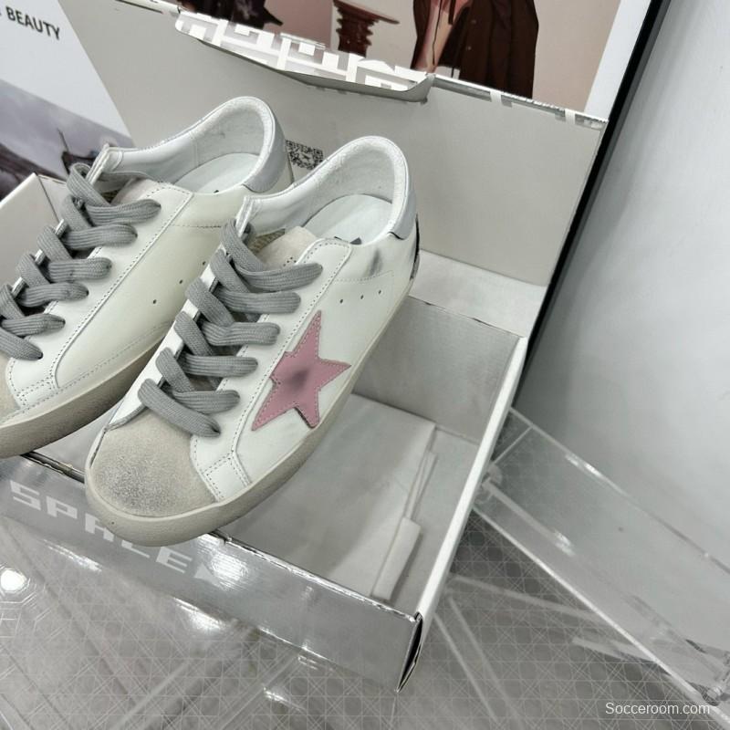 2025 Women GGDB White Pink Leather Sneakers