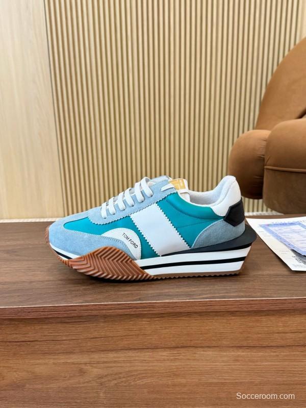 2025 Unisex TOM FORD Blue White Black Suede Leather Sneakers LY00360(F)/LY00370(M)