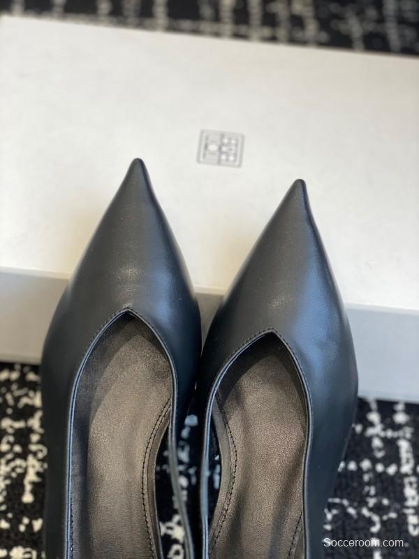 2025 Women Toteme Black Leather Slingback Pumps