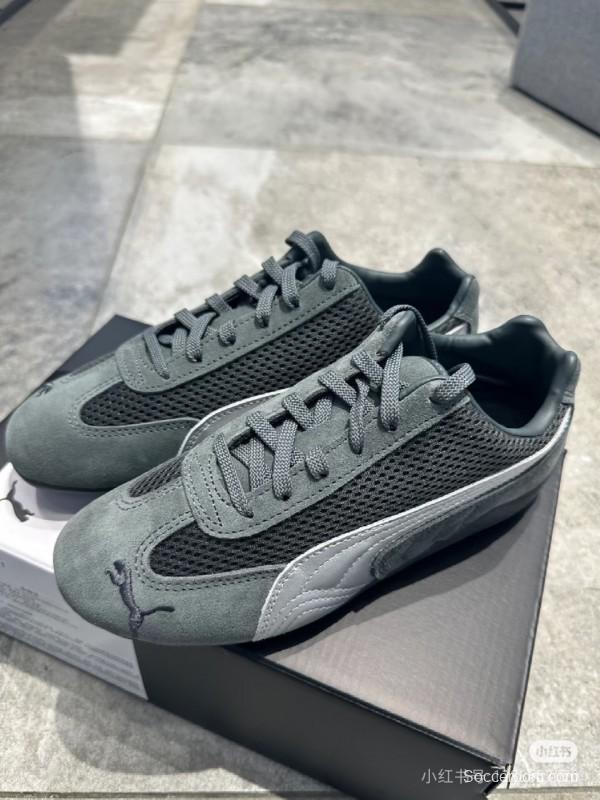 2025 Unisex Puma Cream Grey Suede Mesh Sneakers SPEEDCAT KFY00260
