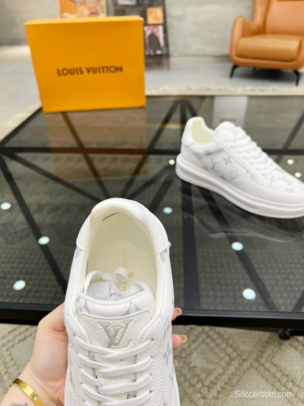 2024 Men Louis Vuitton White Leather Mesh Sneakers MJ00400
