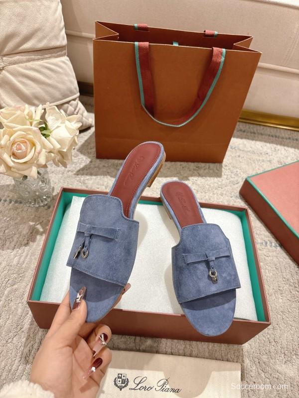 2025 Slippers LP Blue Suede Slippers LY00270