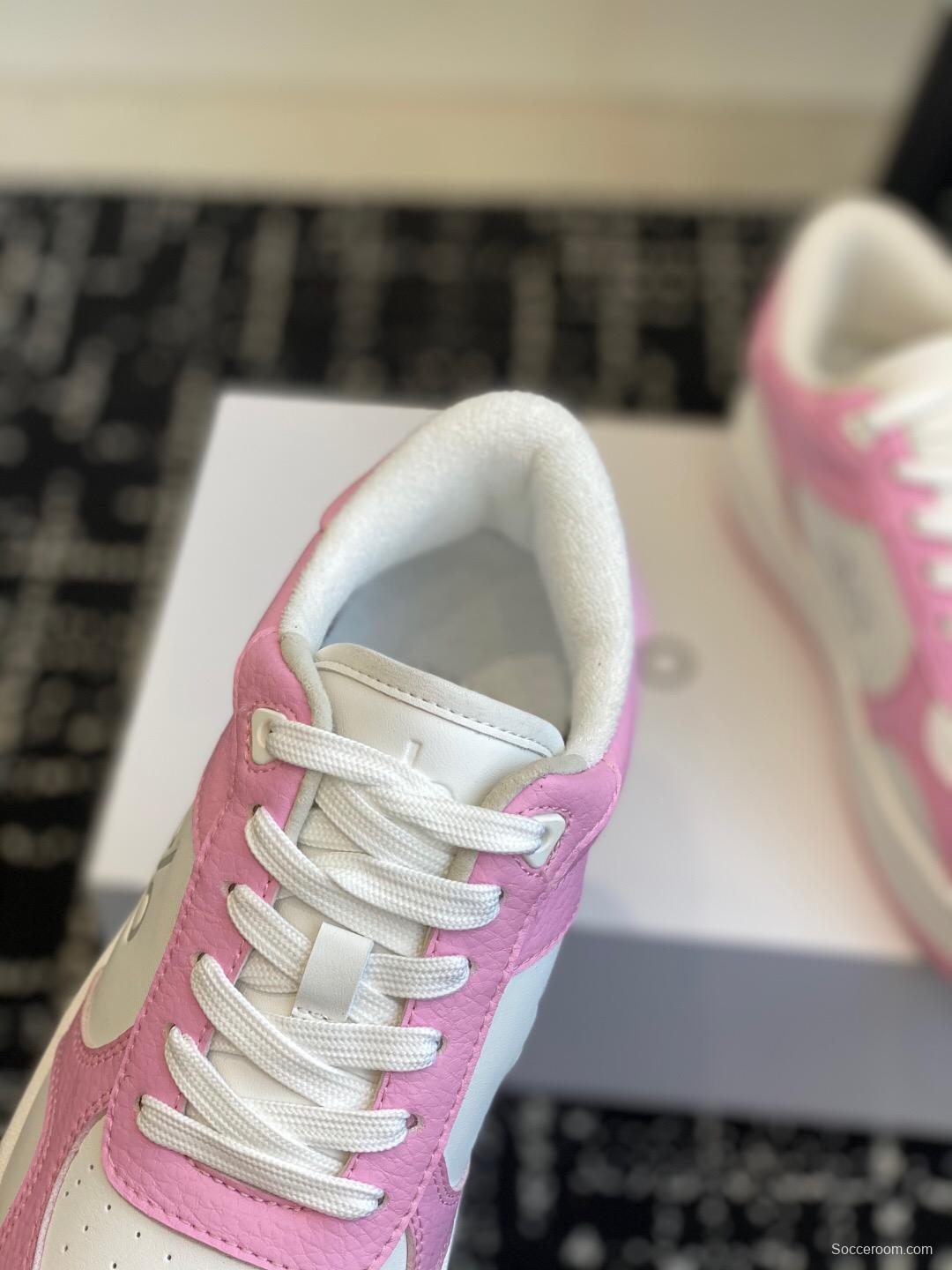 2025 Women Alo White Pink Leather Sneakers KFY00280