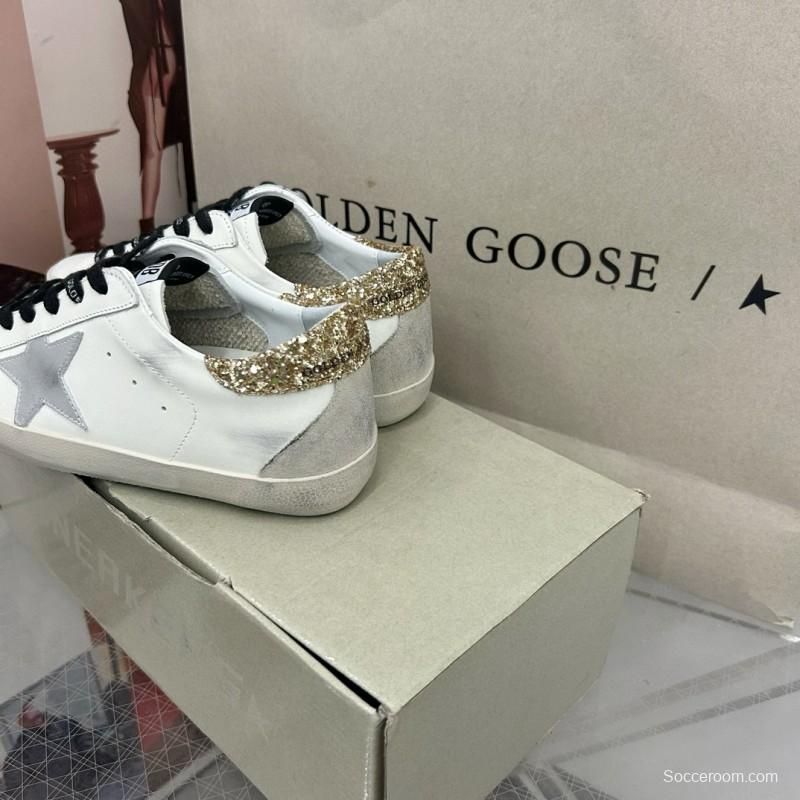 2025 Women GGDB White Silver Gold Leather Glitter Sneakers