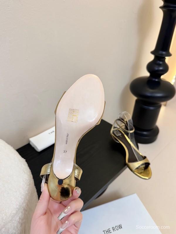 2025 Women The Row Gold Leather Sandals