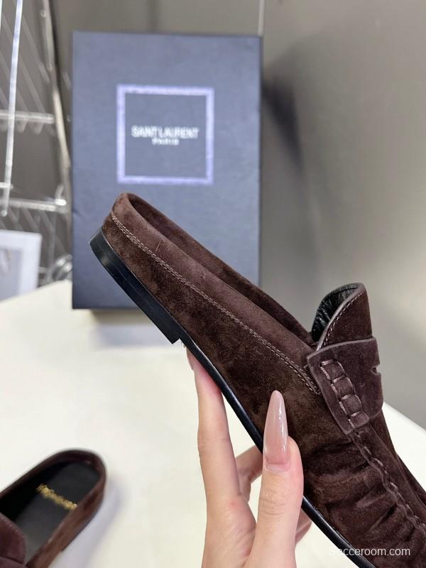 2025 Women Yves Saint Laurent Brown Suede Loafer