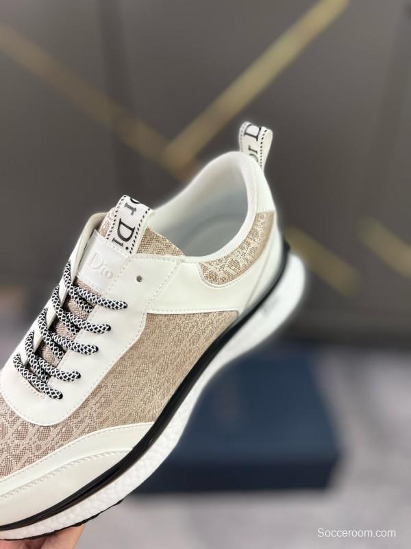 2024 Unisex Dior Beige White Fabric Leather Sneakers MJ00270