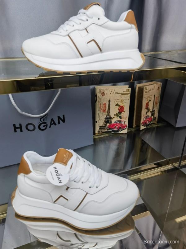 2025 Women HOGAN White Beige Leather Sneakers LY00360(F)