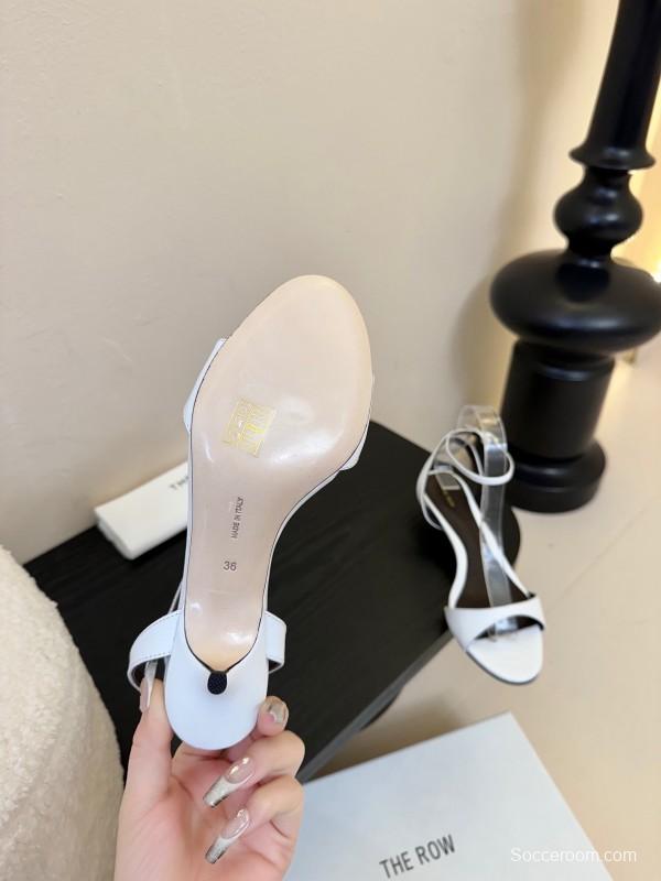 2025 Women The Row White Leather Sandals