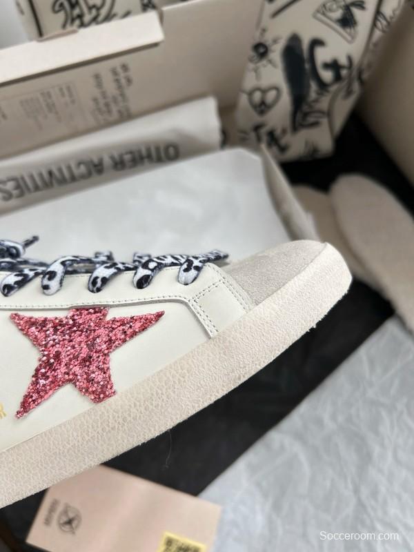 2024 Unisex GGDB White Pink Glitter Suede Leather Fur Slippers MJ00280