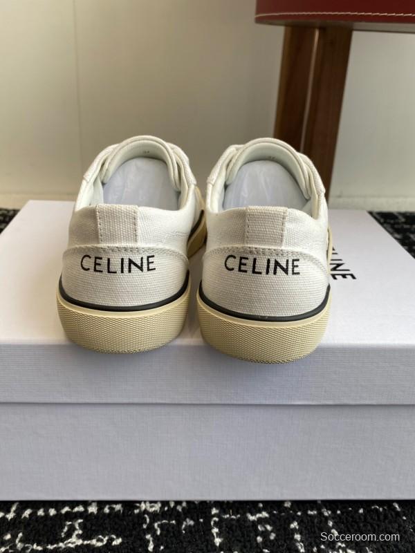2025 Women Celine White Canvas Sneakers KFY00285