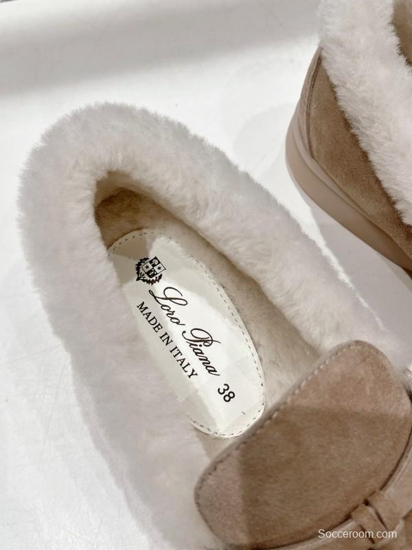 2024 Women LP beige suede shearling loafers MJ00300