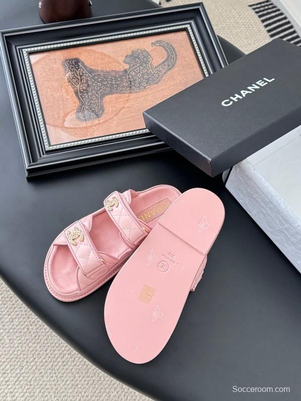 2025 Women Chanel Pink Leather Sandals LY00310