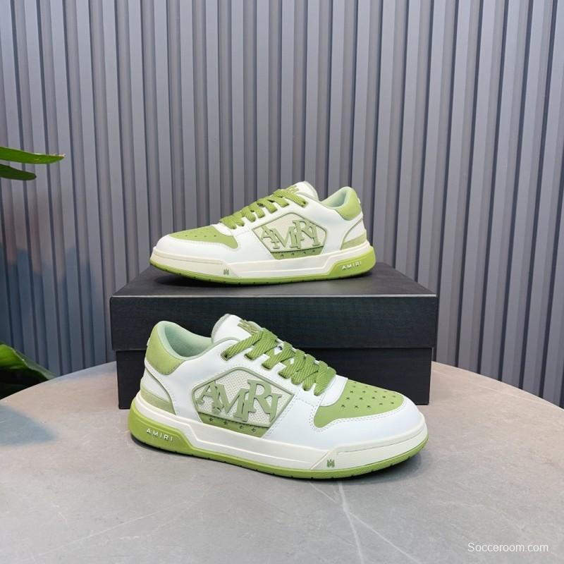 2025 Unisex Amiri Green White Leather Sneakers MJ00360