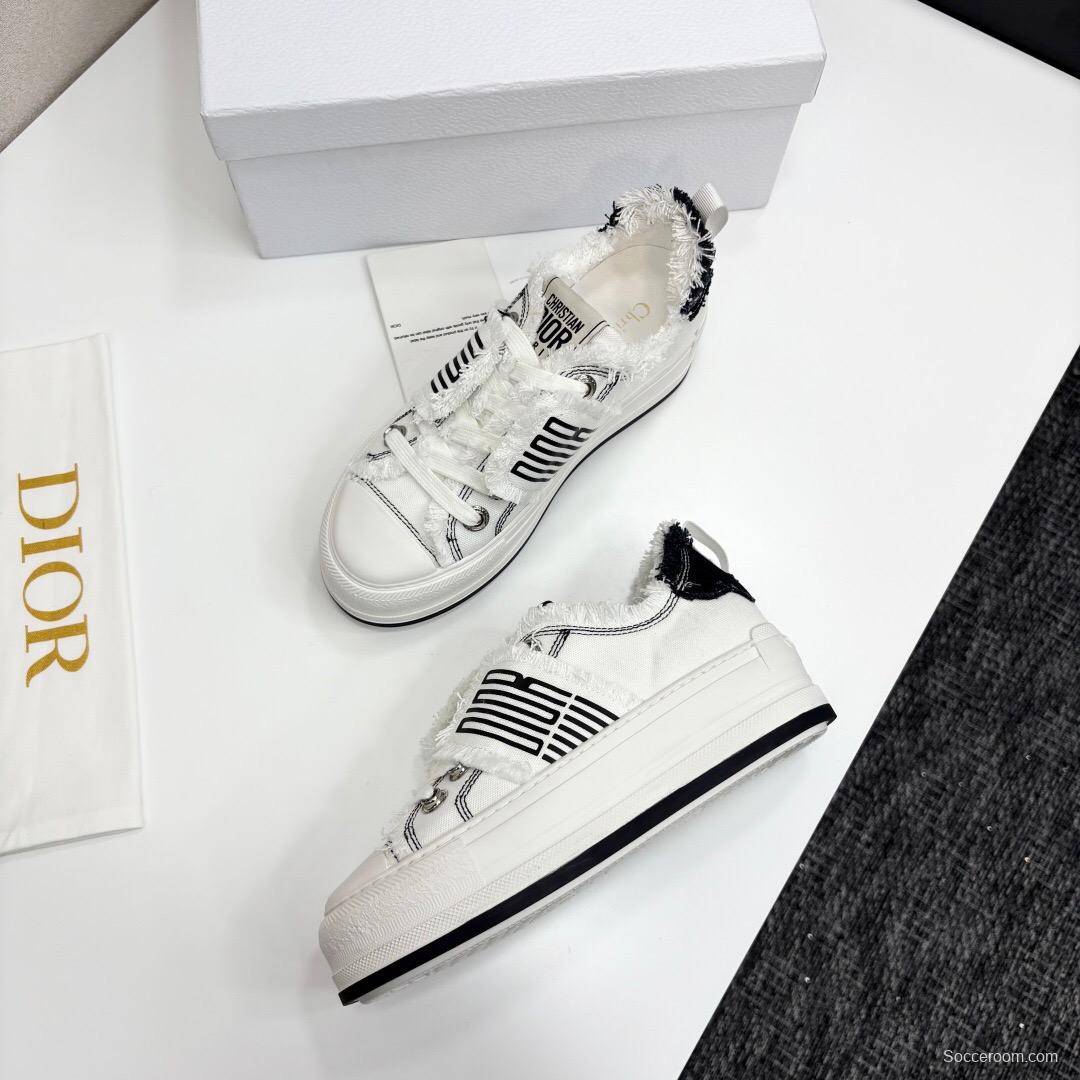 2025 Women Dior White Black Canvas Sneakers LY00300