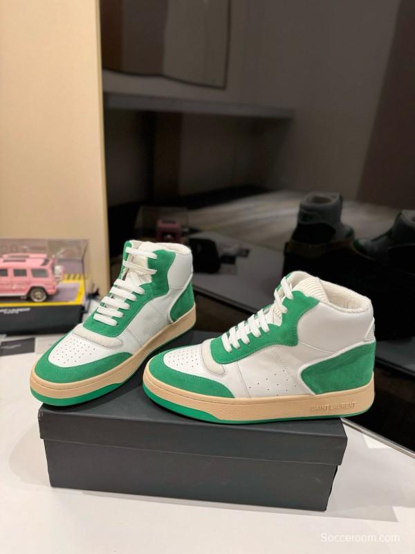 2024 Unisex Yves Saint Laurent White Green Leather Sneakers MJ00390