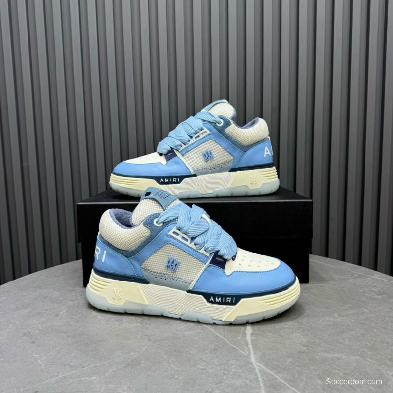 2024 Unisex Amiri Light Blue White Leather Sneakers MJ00360