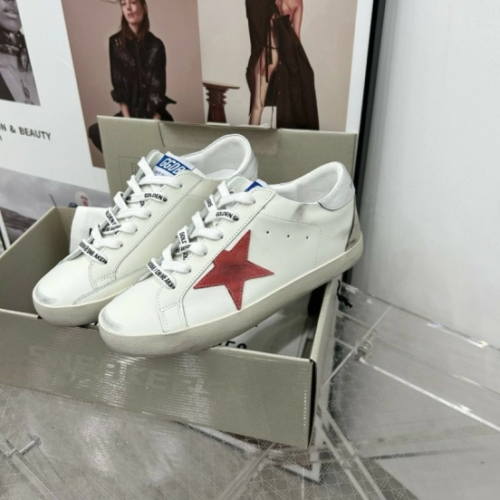 2025 Women GGDB White Red Leather Sneakers