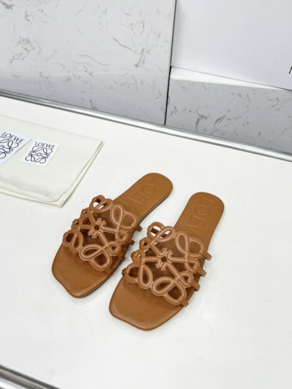 2025 Slippers Loewe Brown Leather Slides LY00190