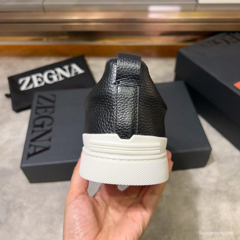 2024 Men Ermenegildo Zegna Black Brown Leather Suede Sneakers