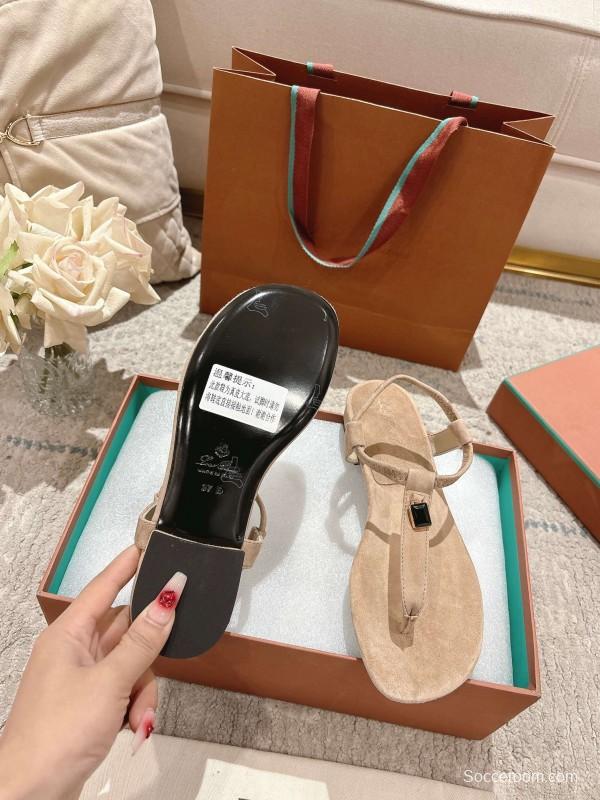 2025 Women LP Beige Suede Sandals LY00350
