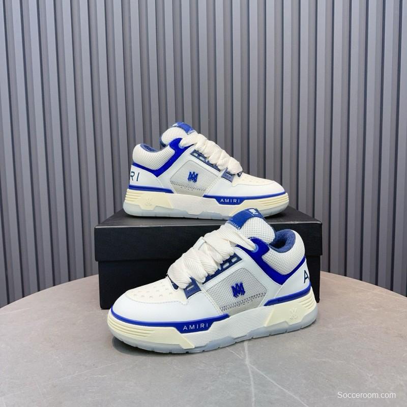 2024 Unisex Amiri White Blue Leather Sneakers MJ00360