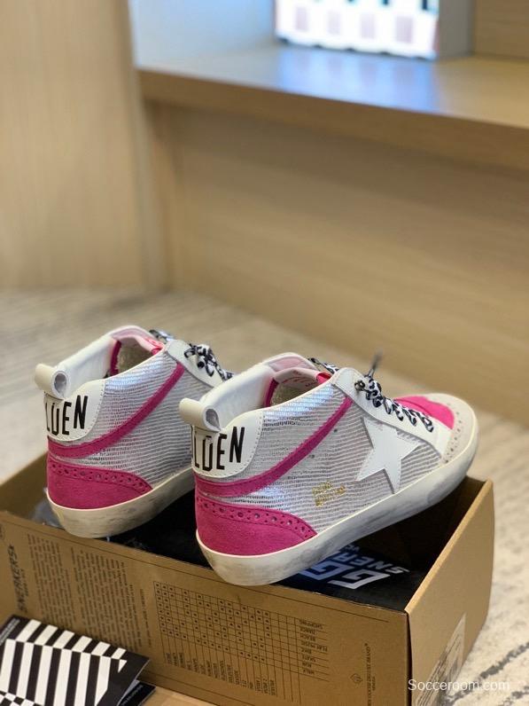 2024 Unisex GGDB White Pink Leather Suede High Top Sneakers MJ00300