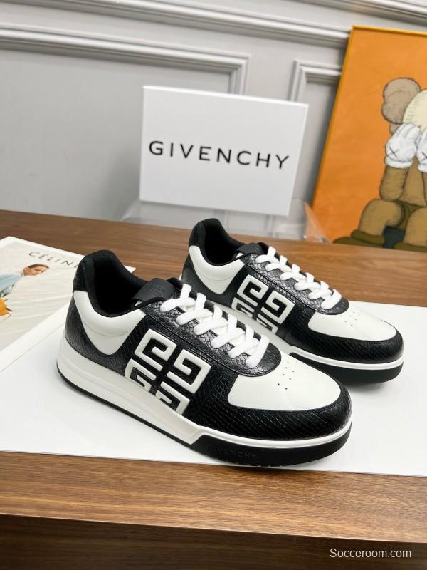 2024 Unisex Givenchy Black White Leather Sneakers