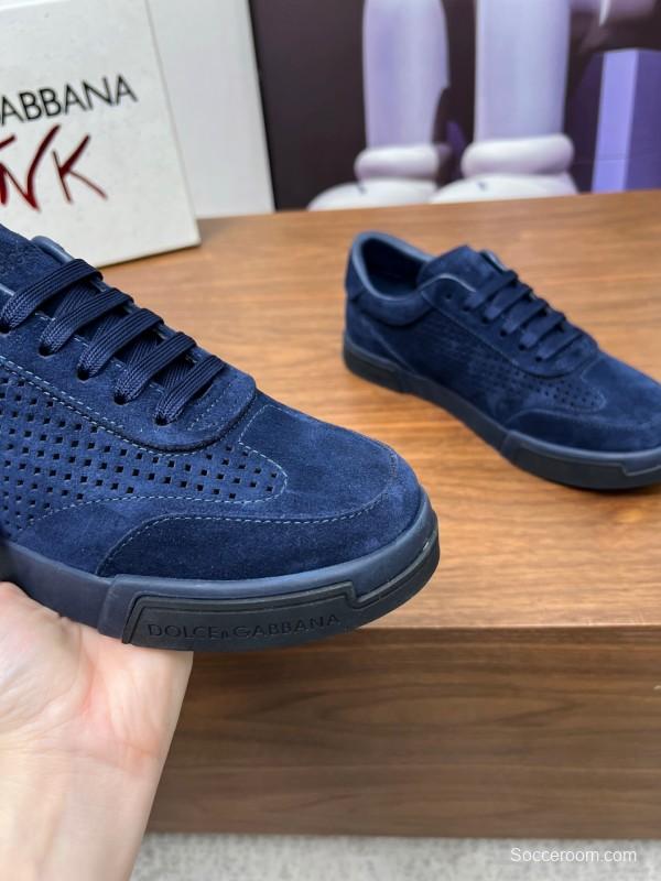 2025 Men Dolce & Gabbana Navy Suede Sneakers LY00280