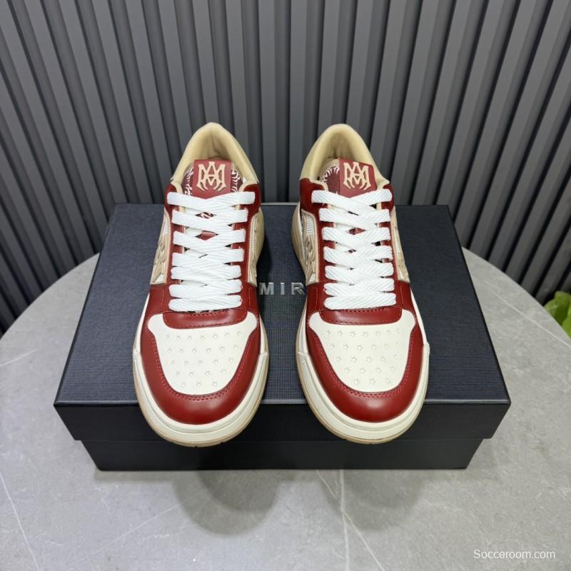 2025 Unisex Amiri Red White Beige Leather Sneakers MJ00360