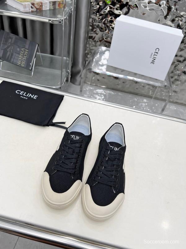 2025 Women Celine Black Canvas Sneakers LY00210