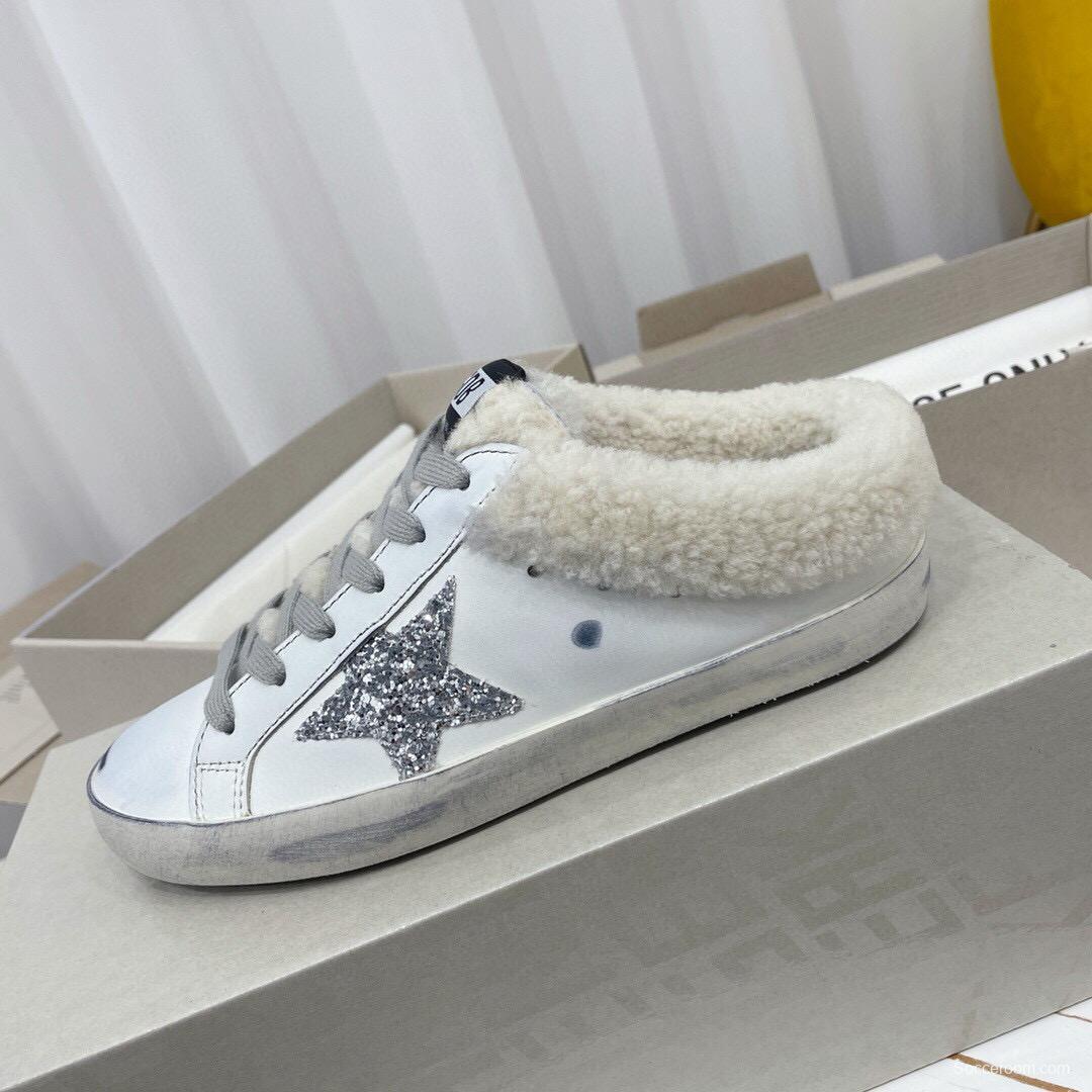 2024 Slippers GGDB White Grey Shearling Slippers MJ00280