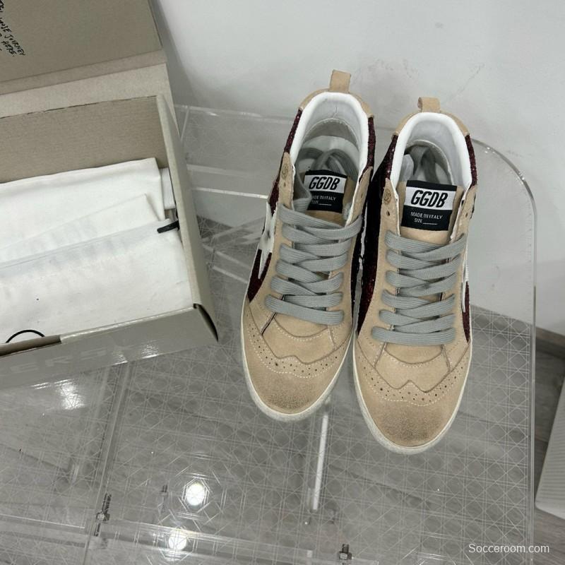 2024 Unisex GGDB Burgundy Beige Glitter Leather High Top Sneakers MJ00300