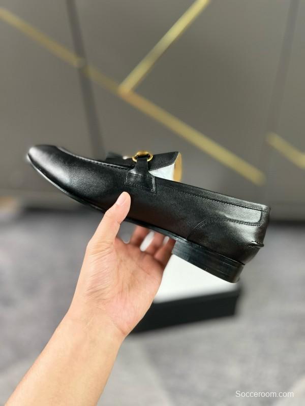 2024 Men Louis Vuitton Black Leather Loafer