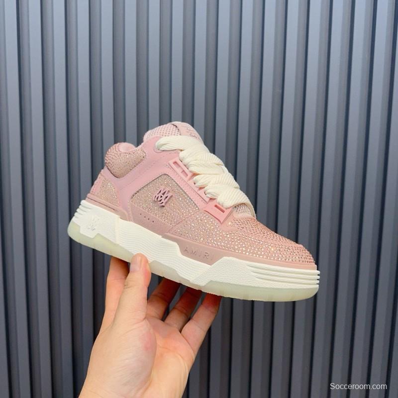 2024 Women Amiri pink mesh leather sneakers MJ00410