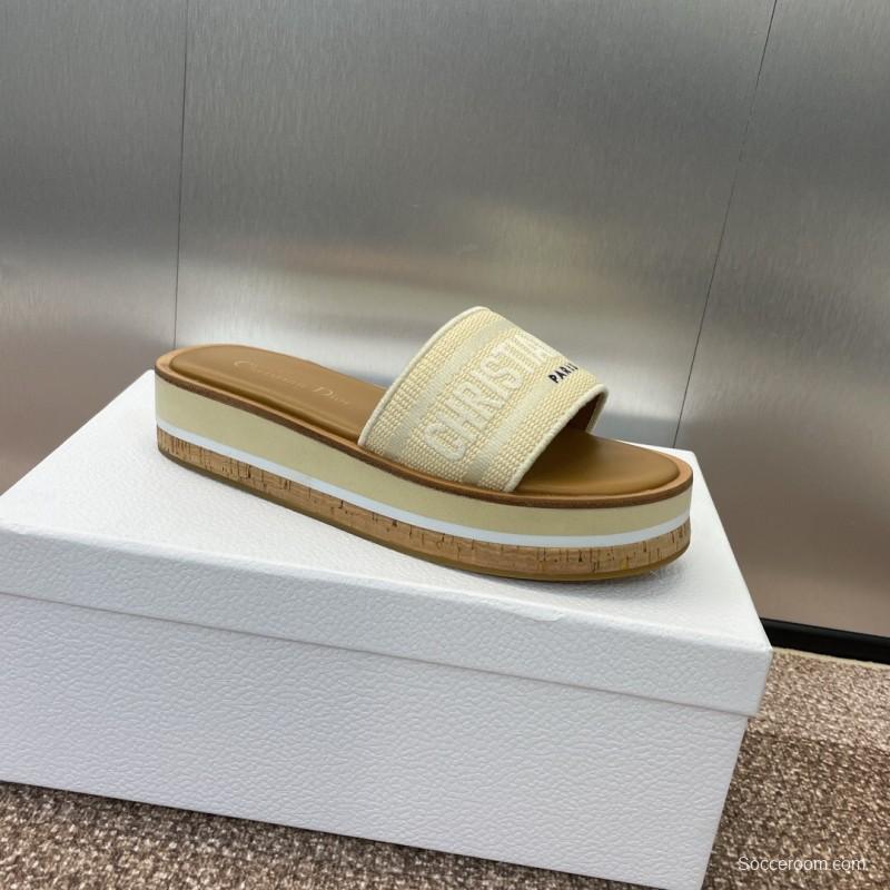 2025 Slippers Dior Beige Canvas Slippers