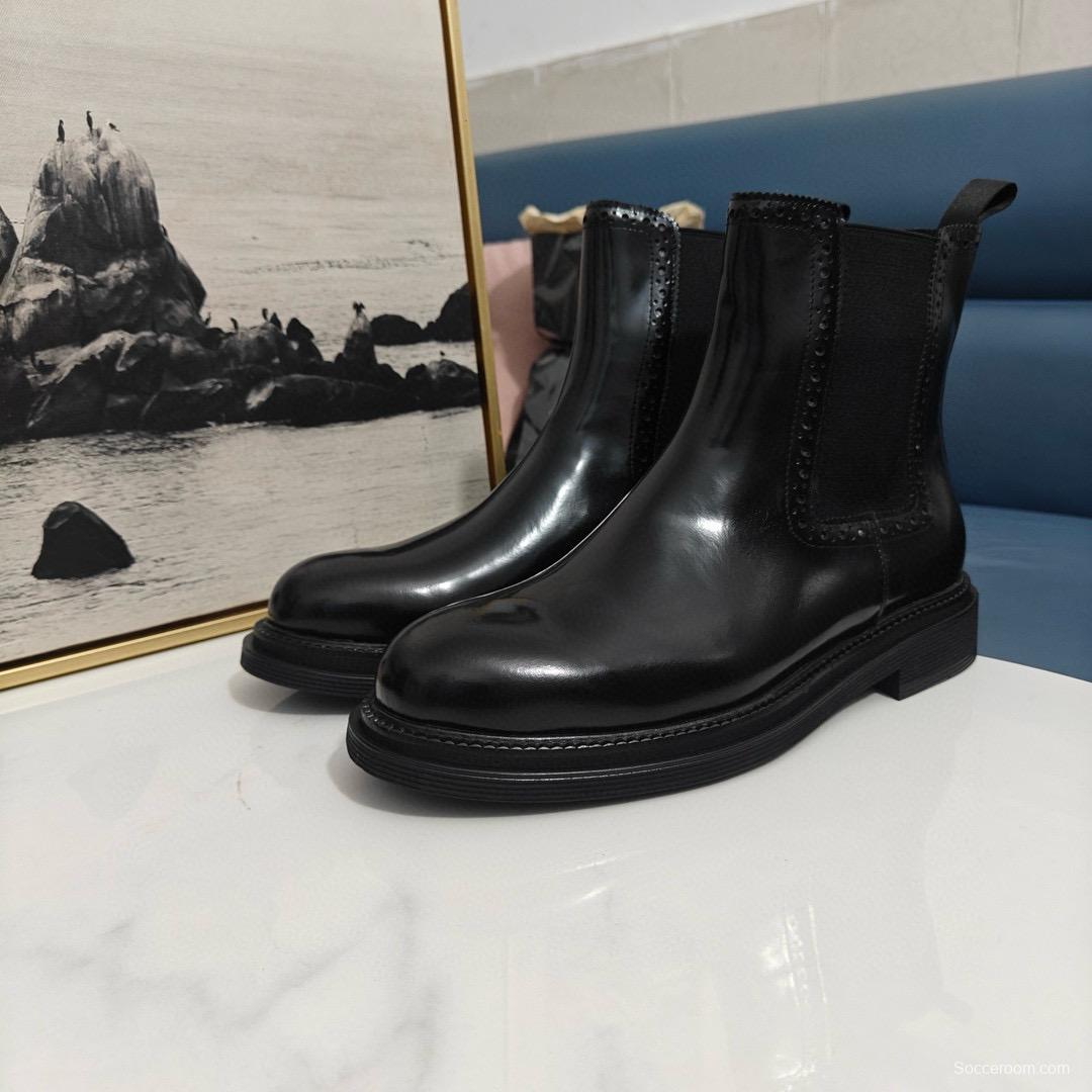 2024 Men Dolce & Gabbana Black Leather Ankle Boots