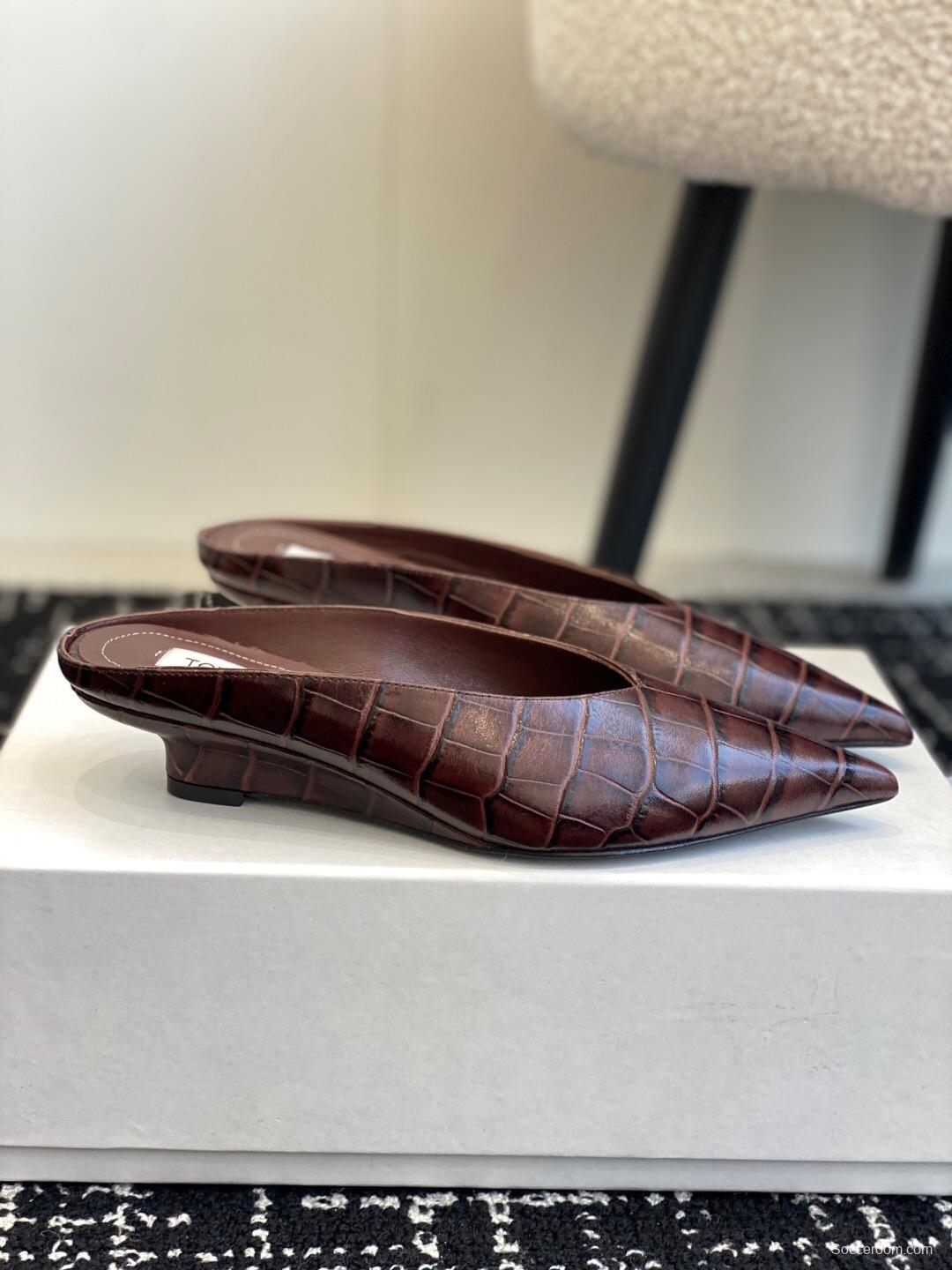 2025 Women Toteme Brown Leather Mule Shoes