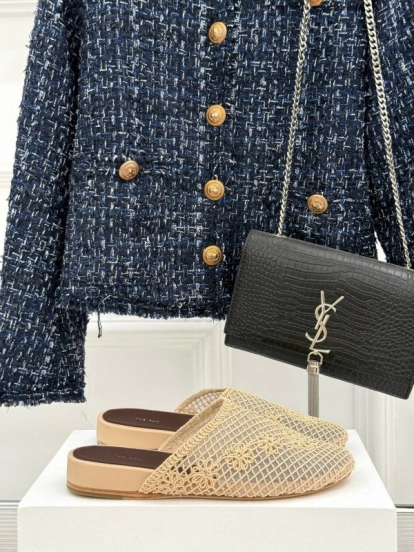 2025 Women The Row Beige Mesh Slippers KFY00260