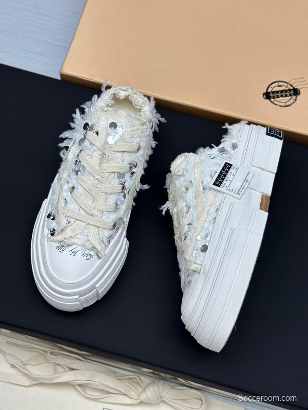 2025 Unisex XVESSEL White Canvas Plimsolls Vulcanized AS00260
