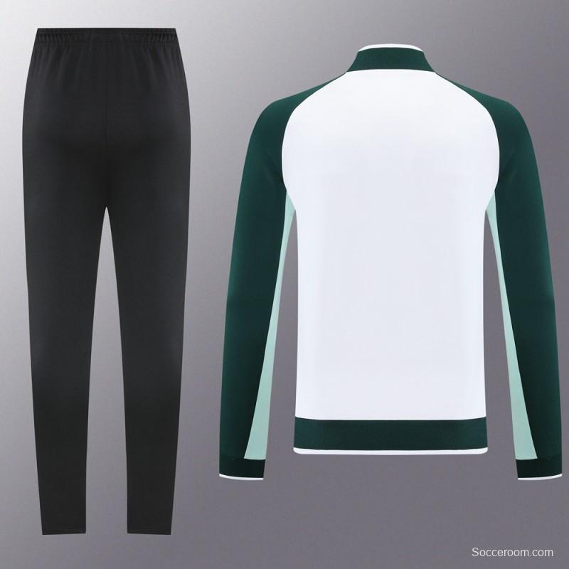 2025 Nike Green/White Full Hoodie Zipper Jacket +Long Pants