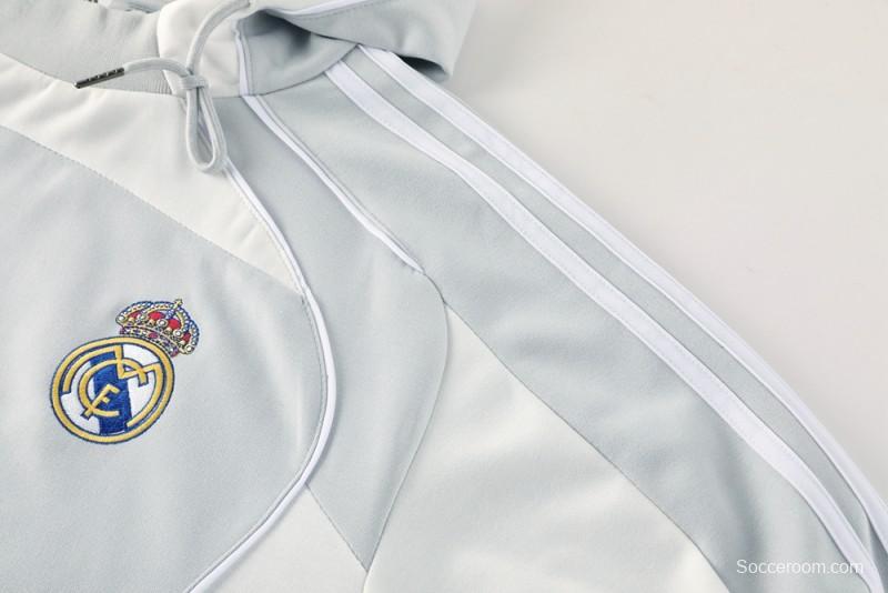 25/26 Real Madrid Hoodie Full Zipper Jacket + Long Pants