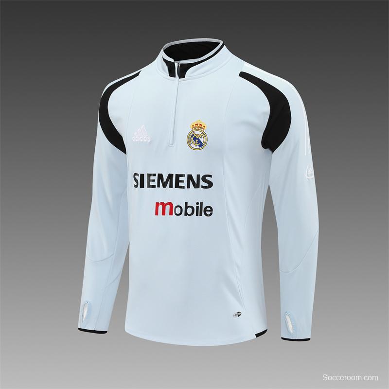 Retro 04/05 Real Madrid Light Grey Half Zipper Jacket