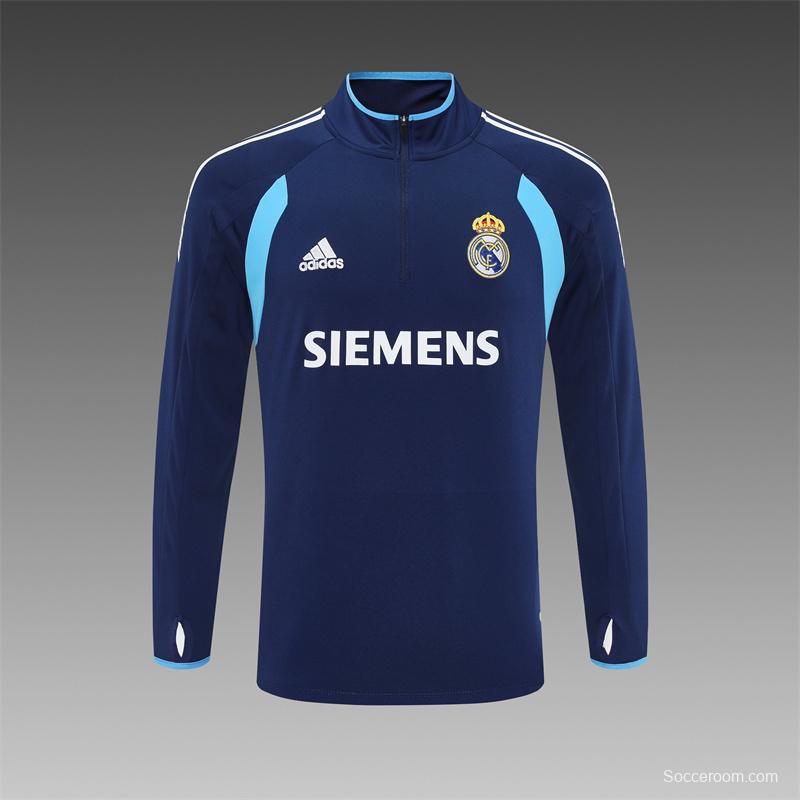 Retro 05/06 Real Madrid Royal Blue Half Zipper Jacket