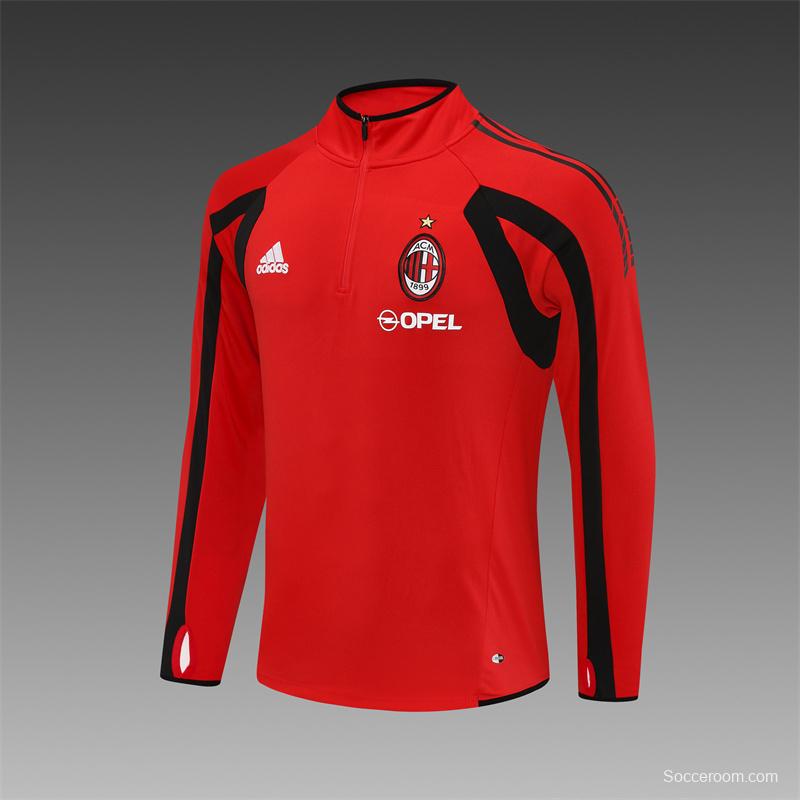 Retro 05/06 AC Milan Red Half Zipper Jacket+Long Pants