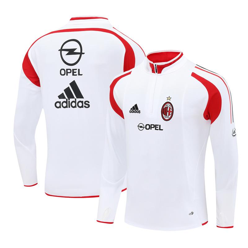 Retro 04/05 AC Milan White Half Zipper Jacket+Long Pants