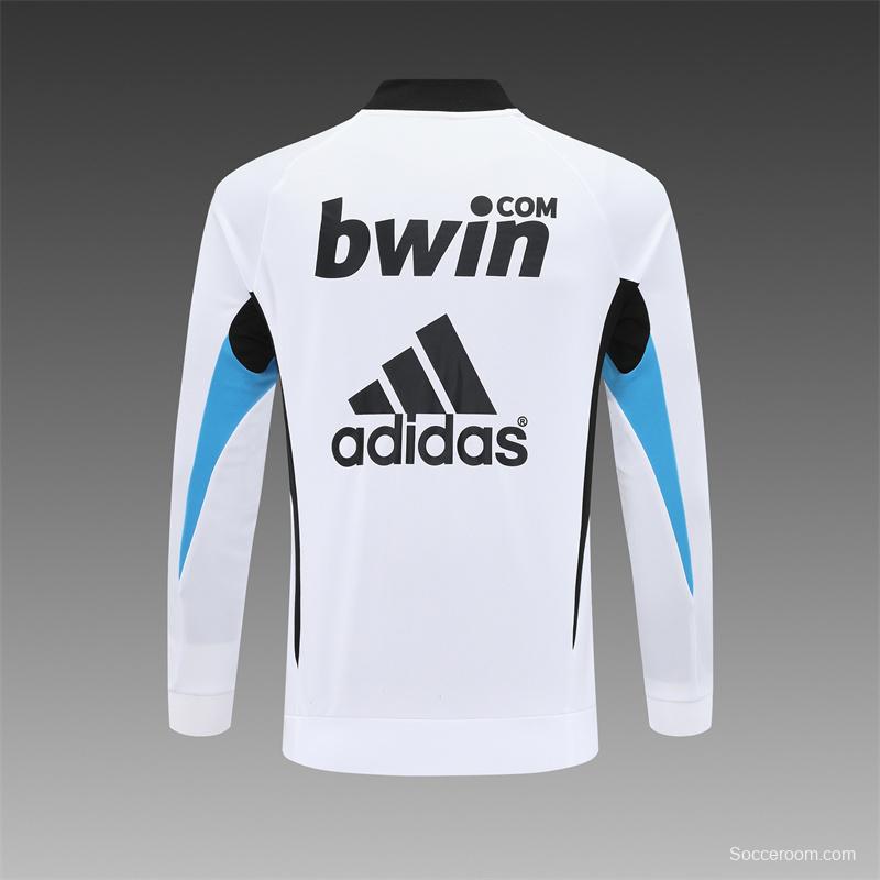 Retro 08/09 Real Madrid White Half Zipper Jacket