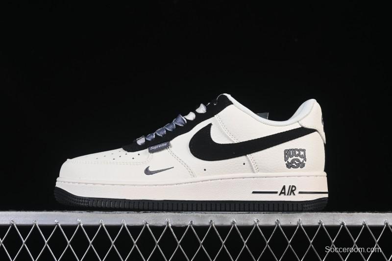 Nike Air Force 1 '07 Low Gucci Collaboration Off-White Black Canvas Hook Low-Top Casual Sneakers - XD2588-605