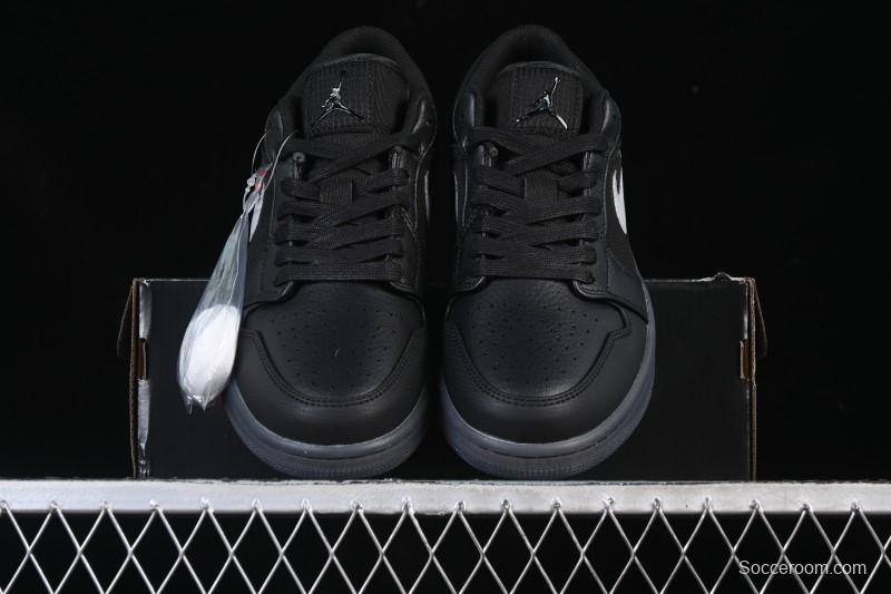 Nike Air Jordan 1 Low AJ1 Black White Canvas Patch Low Top Casual Basketball Shoes - HV5968-001