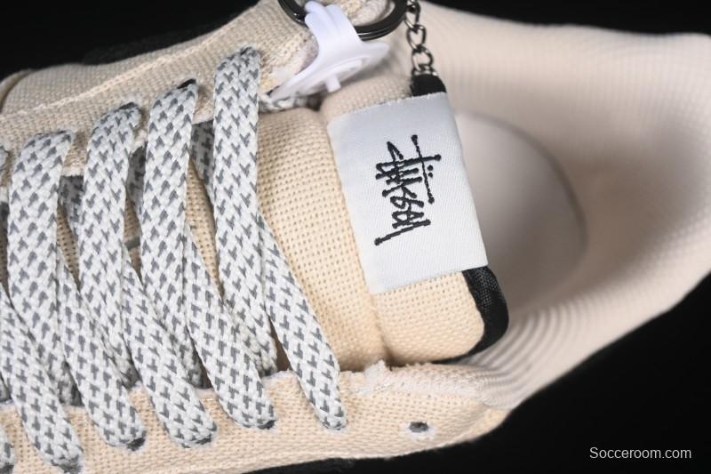 Nike Air Force 1 '07 Low Stussy Collaboration Beige Black Canvas Casual Sneakers - XX3168-155